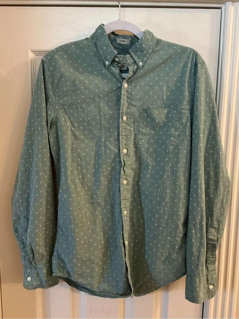 J. Crew Teal Button-Down Shirt with Subtle Dot Print